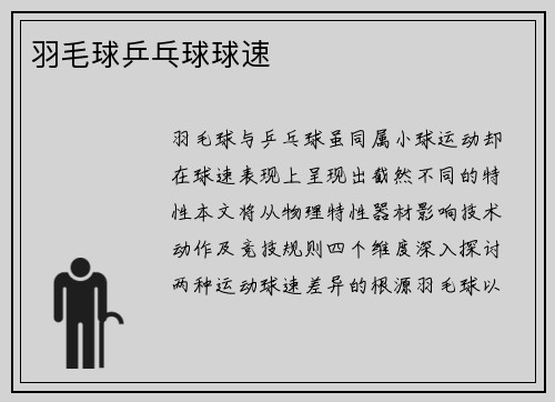 羽毛球乒乓球球速