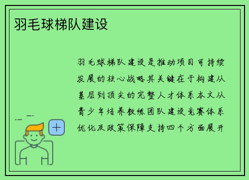 羽毛球梯队建设